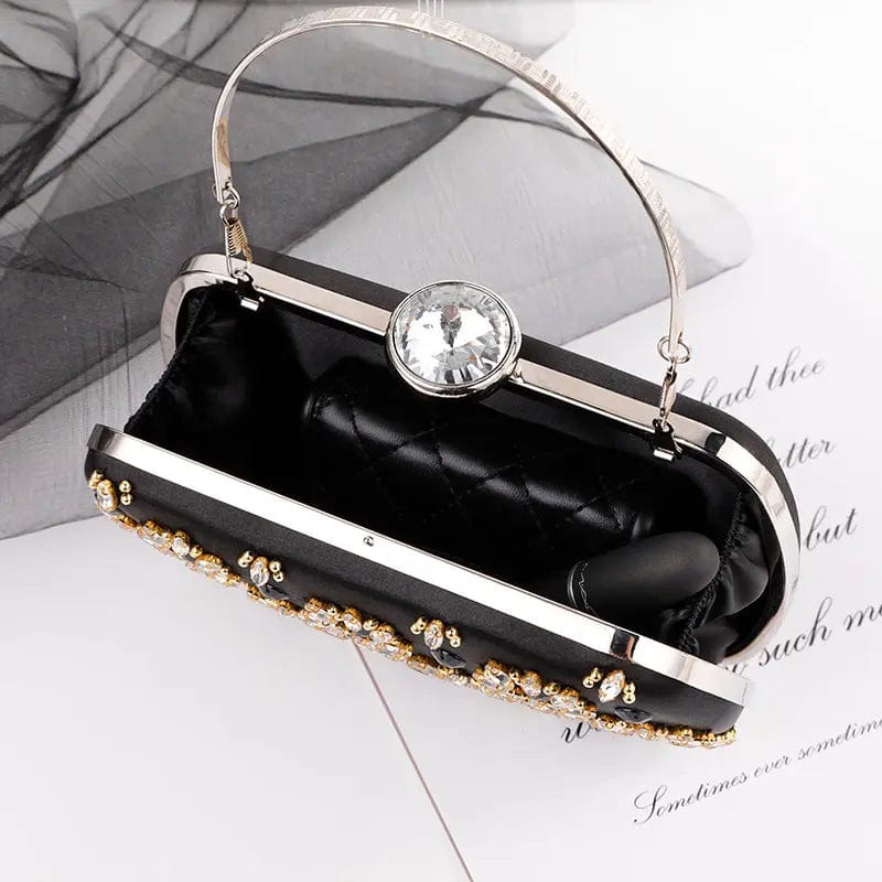 black 2022 New Trendy girl small daisy banquet clutch bridal fashion wallet women rhinestone shiny evening bag