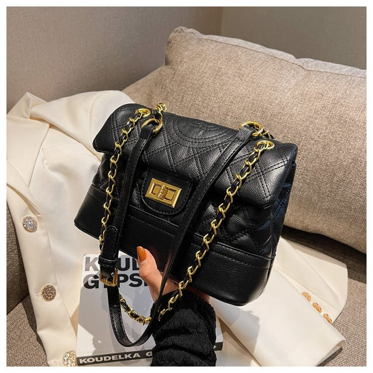 black 2022 Vegan Leather Ladies Hand Bags Custom Logo Chains Shoulder Handbags for Women Luxury Wholesale Vendor