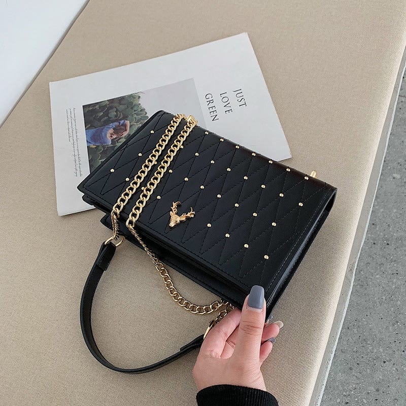 black 2022 Wholesale Rivets Handbags Young Lady Purses Popular Shoulder Chain Bags For Women