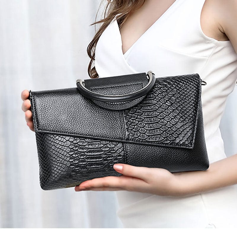 black 2023 new handbag for women snakeskin shoulder bags genuine leather cross-body bag