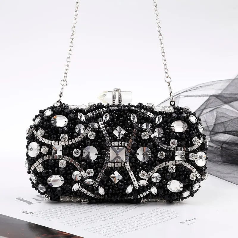 black Creative Bead Embroidered Lady Inlaid With Diamond Bullet Holding Famous Ladies European And American Aristocratic Evening Bag