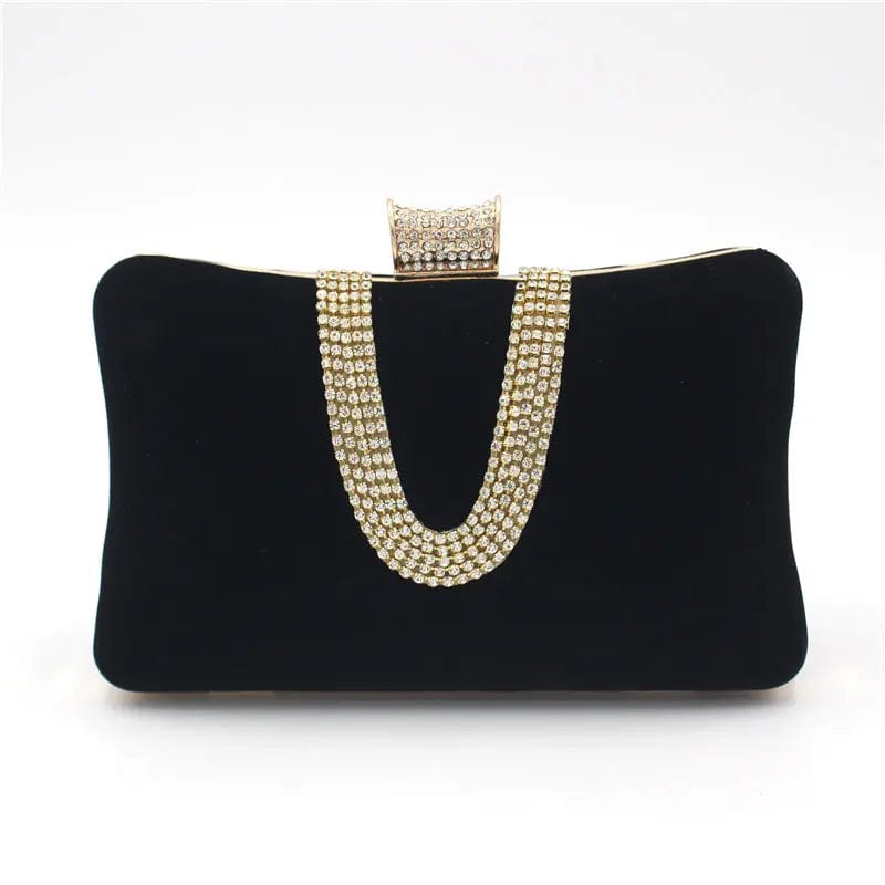 black Factory direct wholesale brand new crystal box clutch bag comfortable hand feeling velour clutches classic evening bag for lady