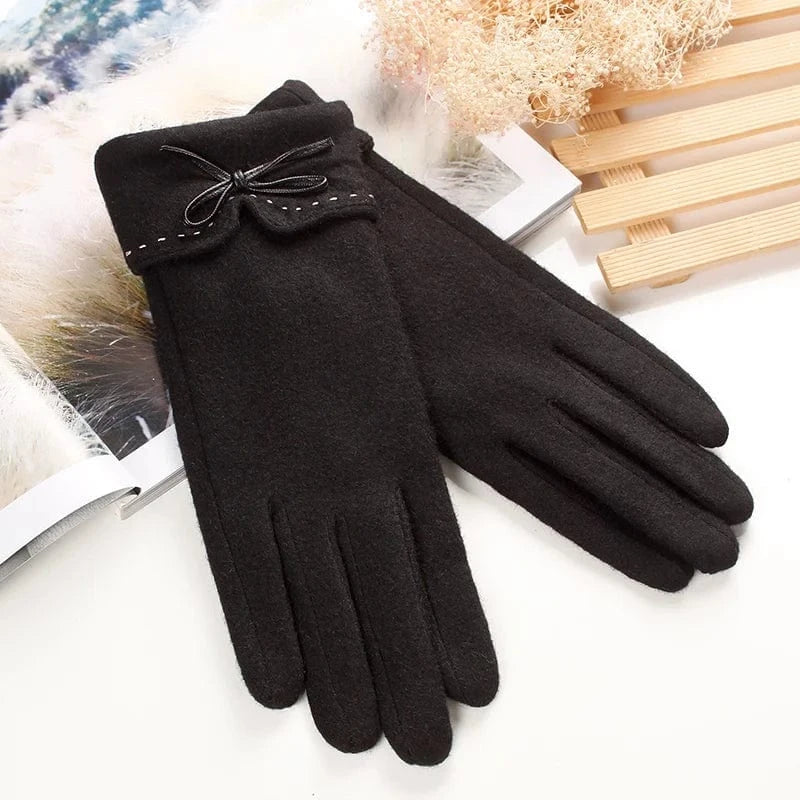 Black Fashion autumn women touch screen riding wool gloves for winter
