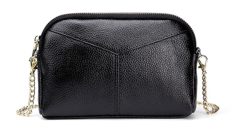 black fashion genuine leather bag chain shoulder bag mini messenger woman crossbody bag for girls