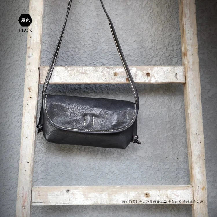 Black Hot Sale New Design   Custom Vintage Messenger Bag Genuine Leather Rectangular Messenger Bag For Women