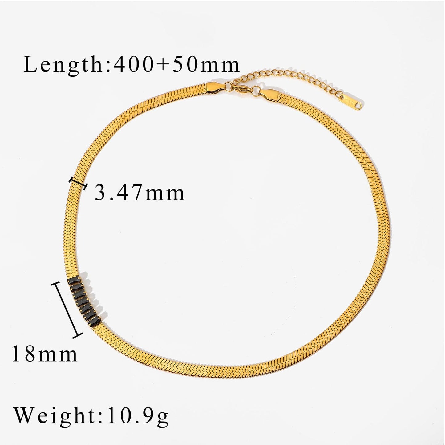 black IVIAPRO  Jewelry New Arrival Non Tarnish Stainless Steel Snake Chain Zircon Choker Necklace