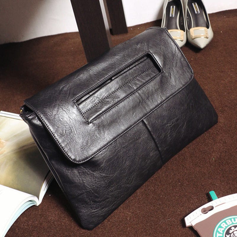 black Large capacity office and business storage file bag fashion portable pad bags classic vintage crossbody bag