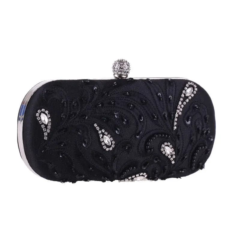 black Luxury Elegant Diamond Rhinestone Handbag Handmade Beaded Wedding Clutch Purse Ladies Elegant Wedding Evening Bag