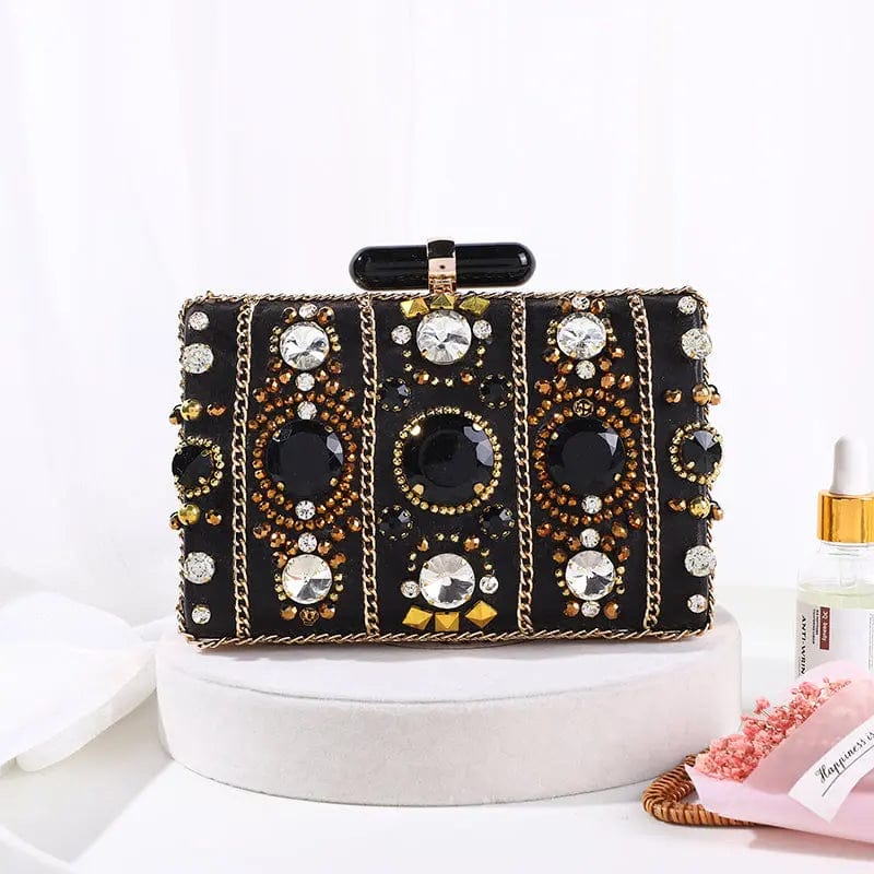 black Luxury Woman Colored Diamonds Laser Luminous Clear Acrylic Chain Shoulder Purse Day Clutches Party Wedding Wallet Evening Bags