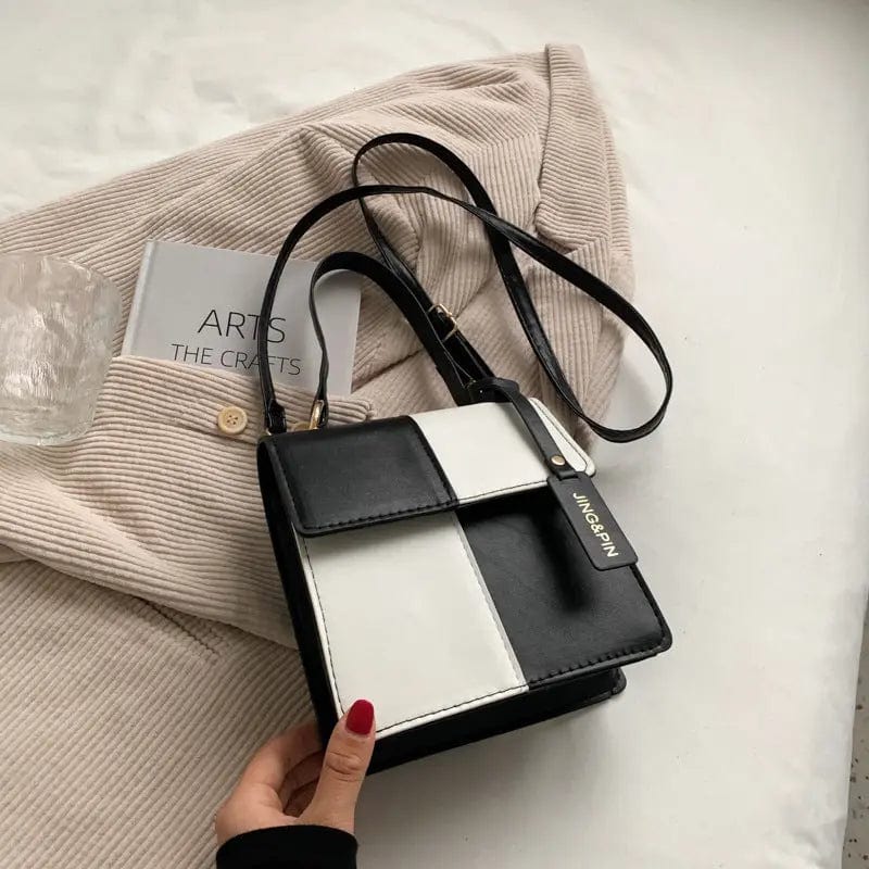 black M317 Small Black And White Checkered Square PU Leather Shoulder Bags women's Brand Chain Crossbody Bags Handbags Purses