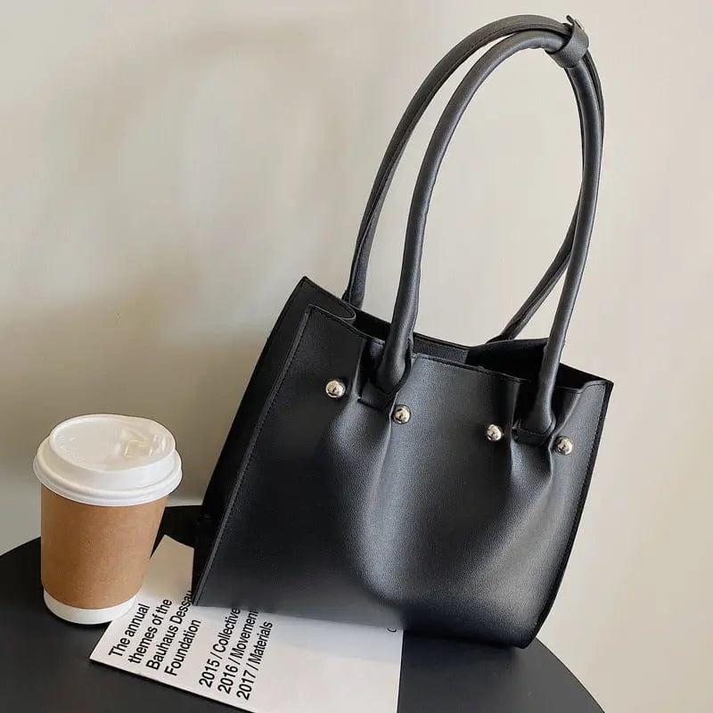 black M334 Shopper Bag 2022 Women's Brand Shoulder Bags Fashion Pu Leather Simple Solid Large Capacity Handbags Female's Tote