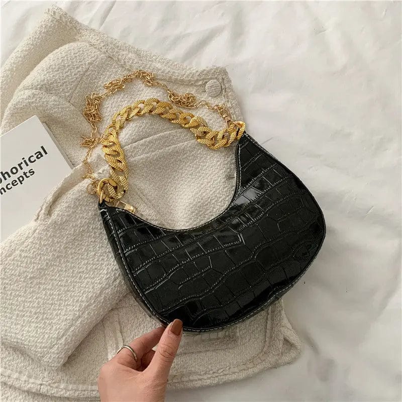 black M453 Brand Designer Crocodile Pattern Women's Crossbody Bag Fashion Chain Messenger Bag Small Hobos Lady Shoulder Bag