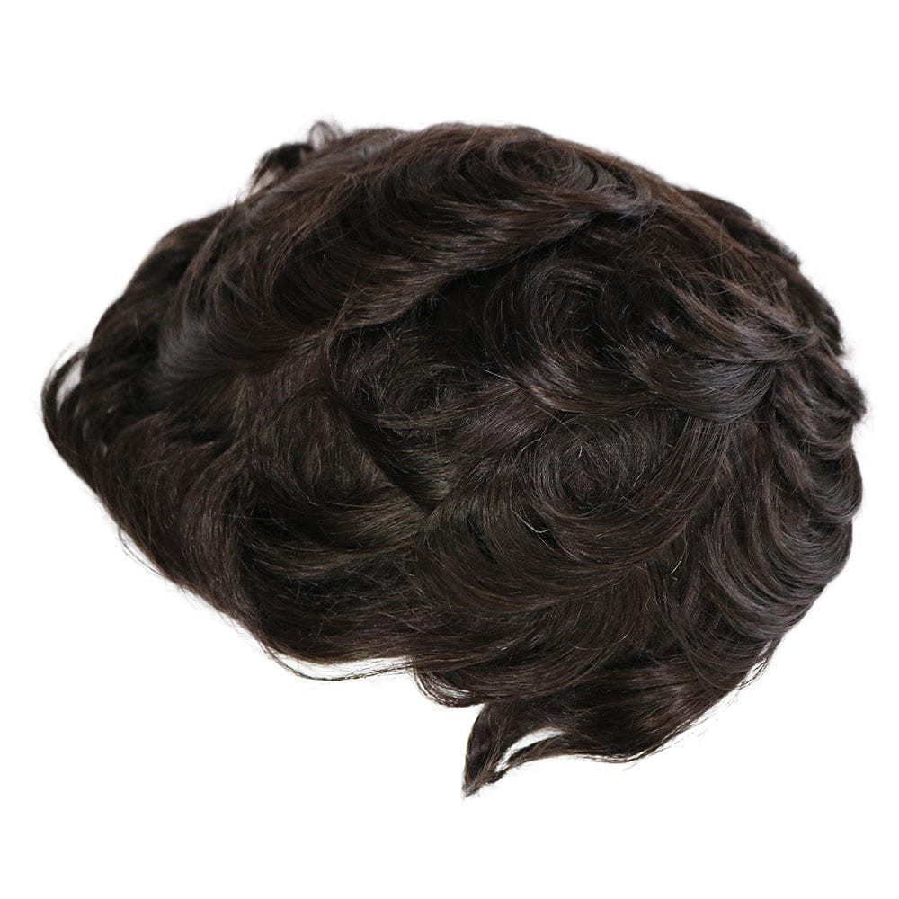 Black Or Dark brown color Super Thin Skin Mens Toupee Super Durable skin Base Men Hair Wig Prosthesis With Indian Remy Hair Wigs