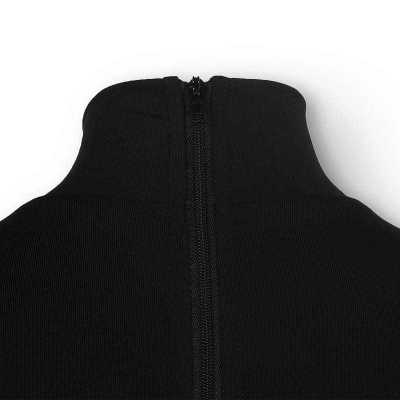 Black Rompers Playsuit  Long Sleeve Bodysuit One Piece Jumpsuits Zipper Fitness Loungewear Women