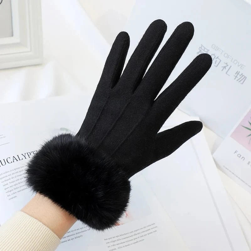 Black Sexy girls dancing accessories touch cashmere wool hand gloves winter