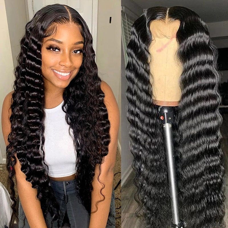 Black T Part Loose Deep Wave Lace Front Wigs HD Lace Wig Brazilian 100% Virgin Cheap Natural Human Hair Wigs For Black Women