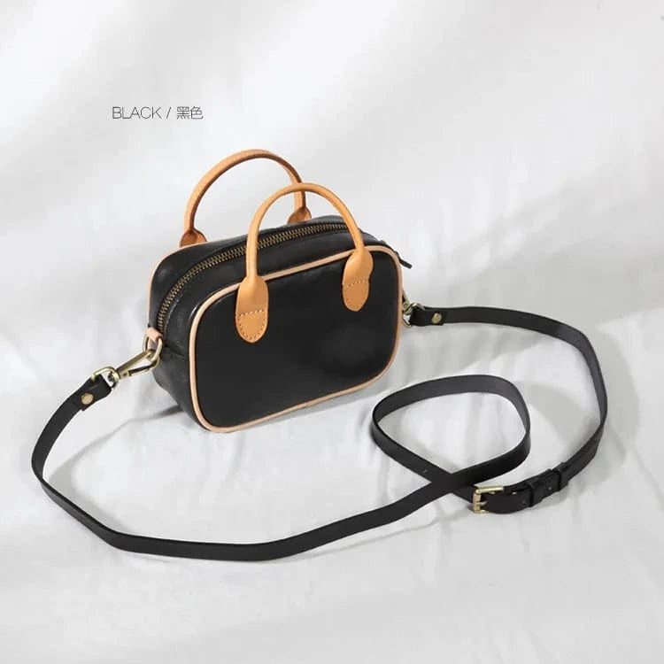 Black Wholesale Genuine Leather Tote Bag Vintage Square Tote  Bag for Women
