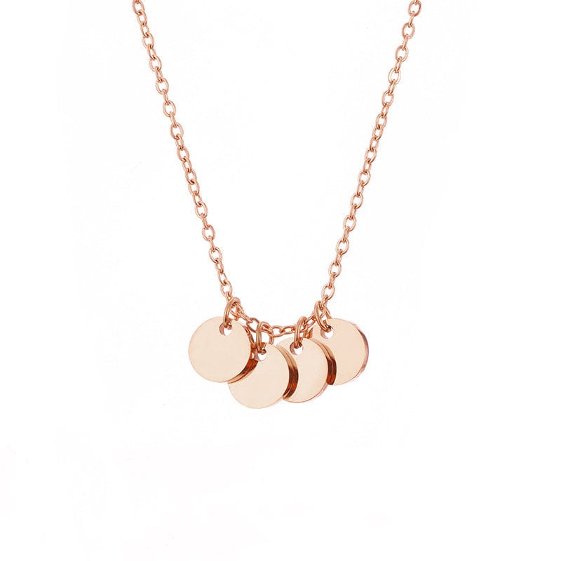 Blank Disc / Rose  gold -4 Disc 15MM Stainless Steel  Personalized  Laser Disk Necklace  Initials Necklace Letters Women