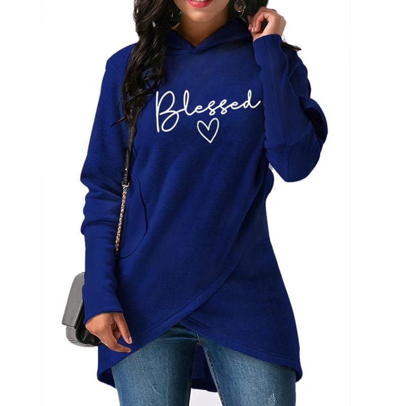 blessed Fashion Women Hoodies Sweatshirts Long Sleeve Cross irregular Pullover Loose Jumper Hooded Sweatshirt Hoodies Tops