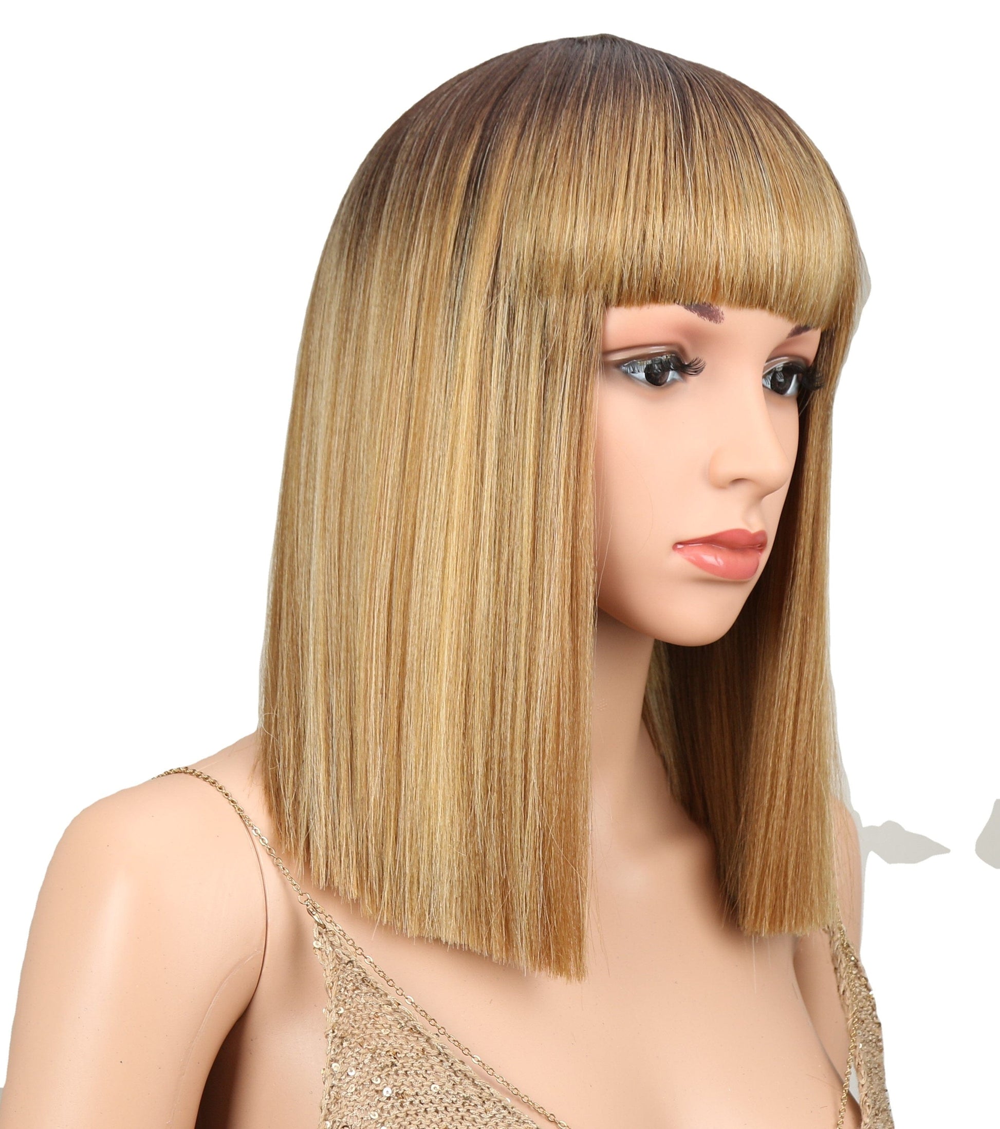 blond bob wig with brand sleek wholesale hot selling made machine wig straight bob with baby hair synthetic hair wig for women