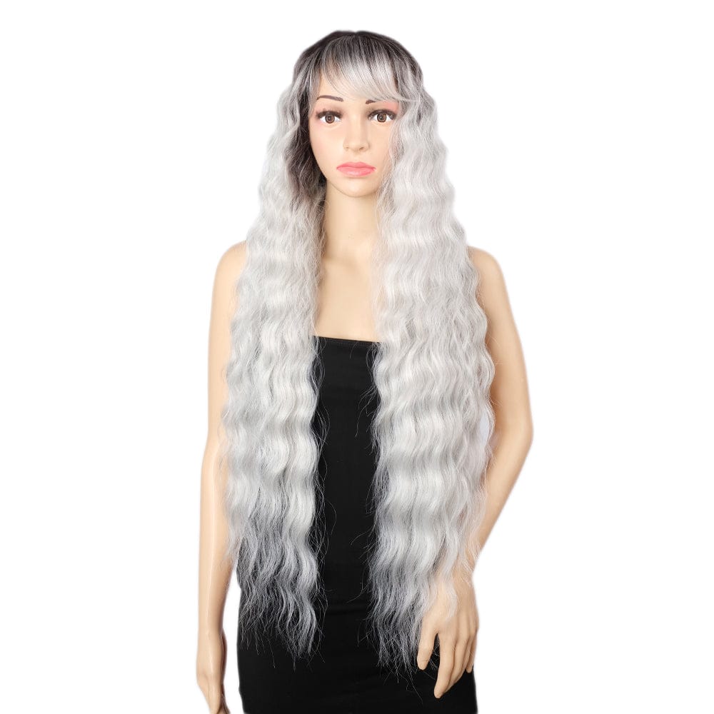 blond ombre water wave synthetic wig sleek wholesale cheap heat resistant Long Water Wave With Bang Synthetic Hair Wig for women