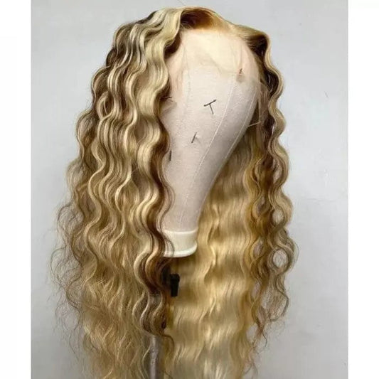 Blonde Brown Highlight Color Wig Deep Wave