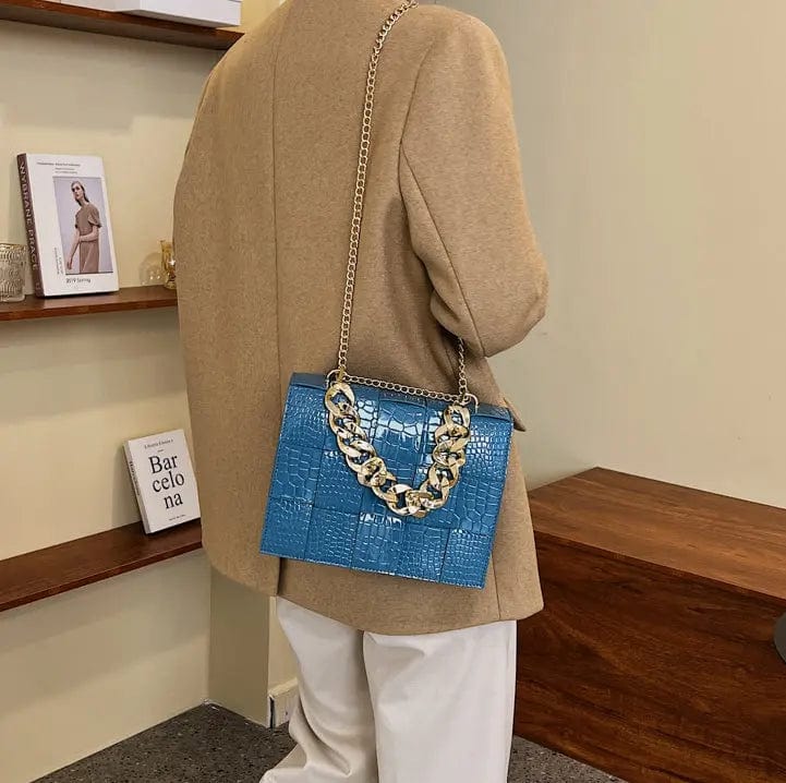 Blue 2022 Crocodile Stylish Small Handbags Women Luxury Purses Pillow Shape Pillow Shape Mini Shoulder Bag