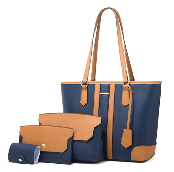 blue+brown fashion purse sets handbags luxury ladies women bag set women handbags 4 pcs