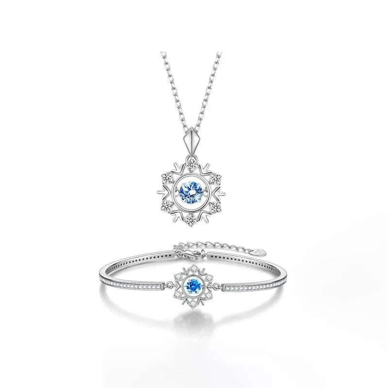 Blue Cubic Zirconia VANA Fine Jewelry 925 Sterling Silver Necklace Set Snowflower Pendant Women Gift jewelry Set Wedding