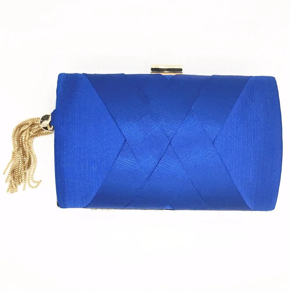 Blue Factory Direct Good Sell Brand New Handmade Weave Evening Bag Tassel Clutch With Satin For Wedding/banquet/party