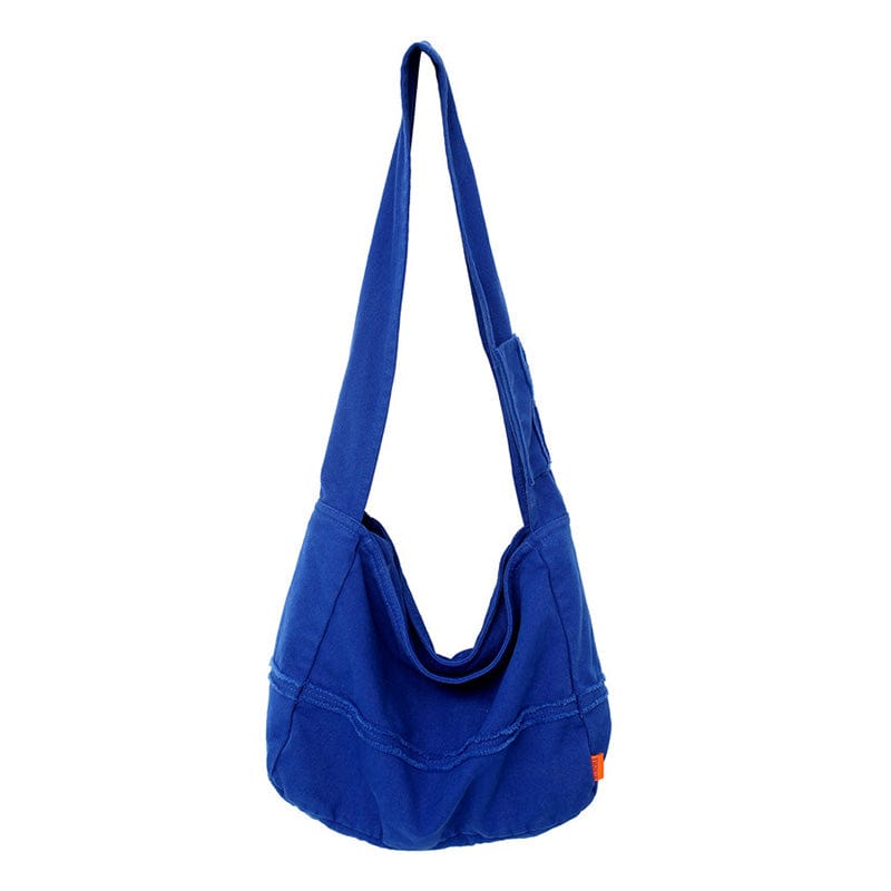 Blue Fashion Ladies Messenger Bag Large Capacity Shopping Bag Unisex Canvas Student Shoulder Bag Solid Color Handbag Women