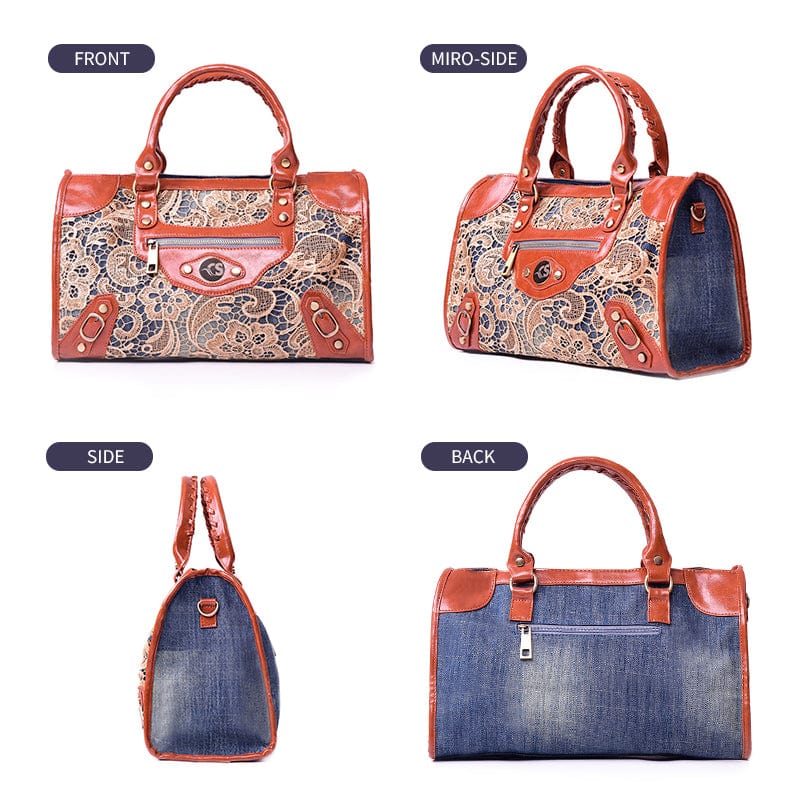 blue New Fashion Vintage Girls Lace Jeans Denim Women Bags Lady's HandBags Crossbody purse Shoulder Bag carteira bolsa feminina
