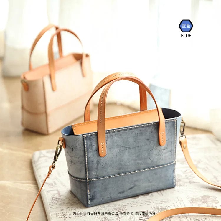 blue New Wholesale Hand-made Messenger Bag Vintage Genuine Cowhide Leather Messenger Bag For Women