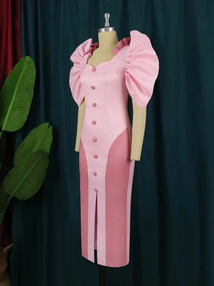 Blue Patchwork Elegant New Ruffle Formal Party Lady Cocktail Dresses