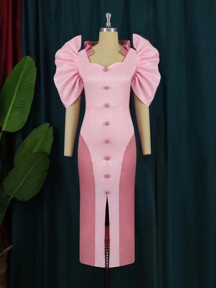 Blue Patchwork Elegant New Ruffle Formal Party Lady Cocktail Dresses