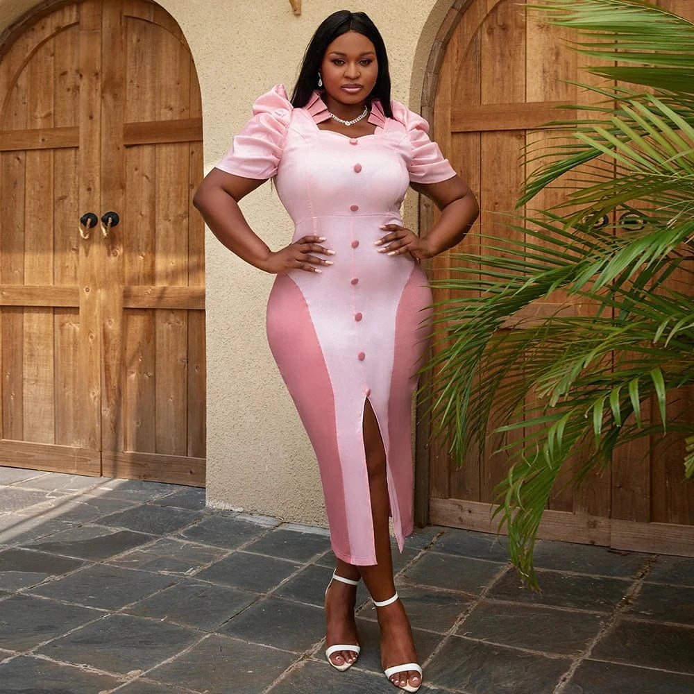 Blue Patchwork Elegant New Ruffle Formal Party Lady Cocktail Dresses