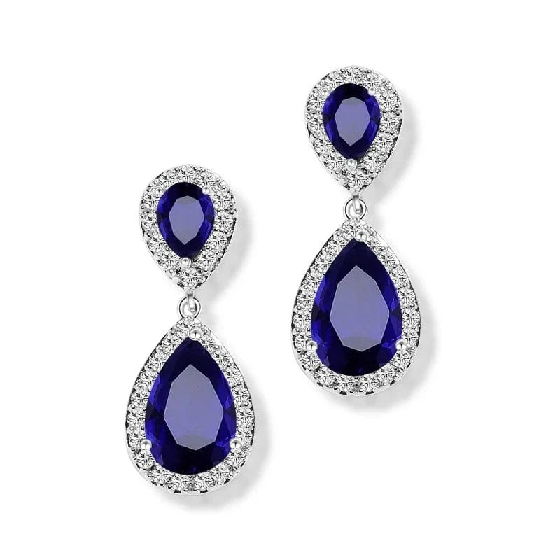Blue Wedding Simple Zirconia Stone Stud Earring Tear drop earrings jewelry for women