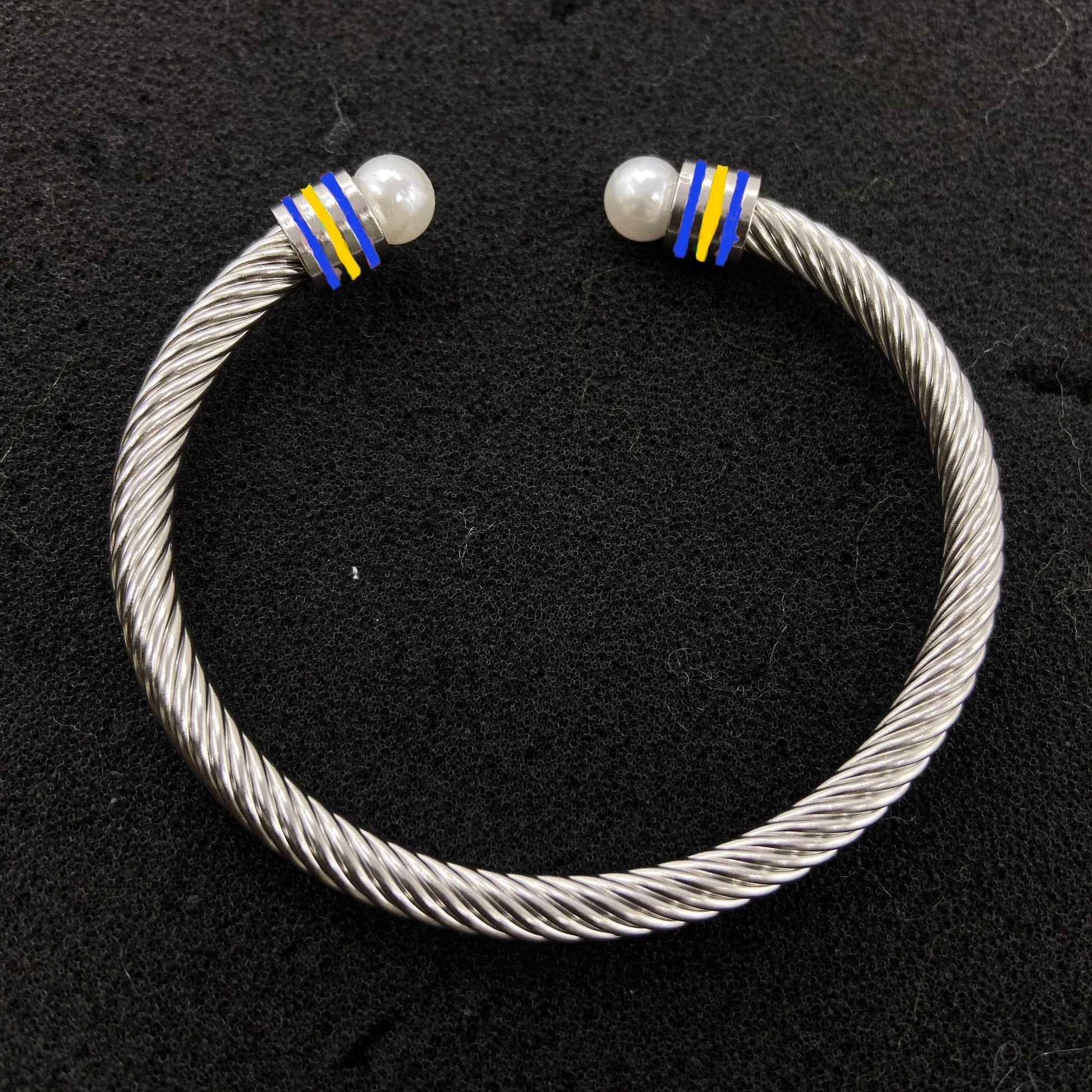 Blue Yellow SGR Custom Stainless Steel Three Layers Enamel Sigma Gamma Rho Open Cable Bangle Bracelets