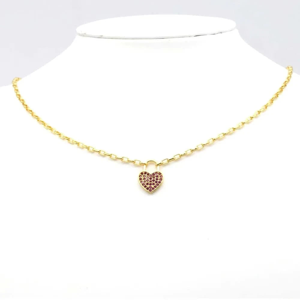 BN191A022F Valentine's Day Gift Jewelry 18K Gold Plated Brass Hot Sale Pendant Necklace Heart Link Heart Pendant Necklace For Women