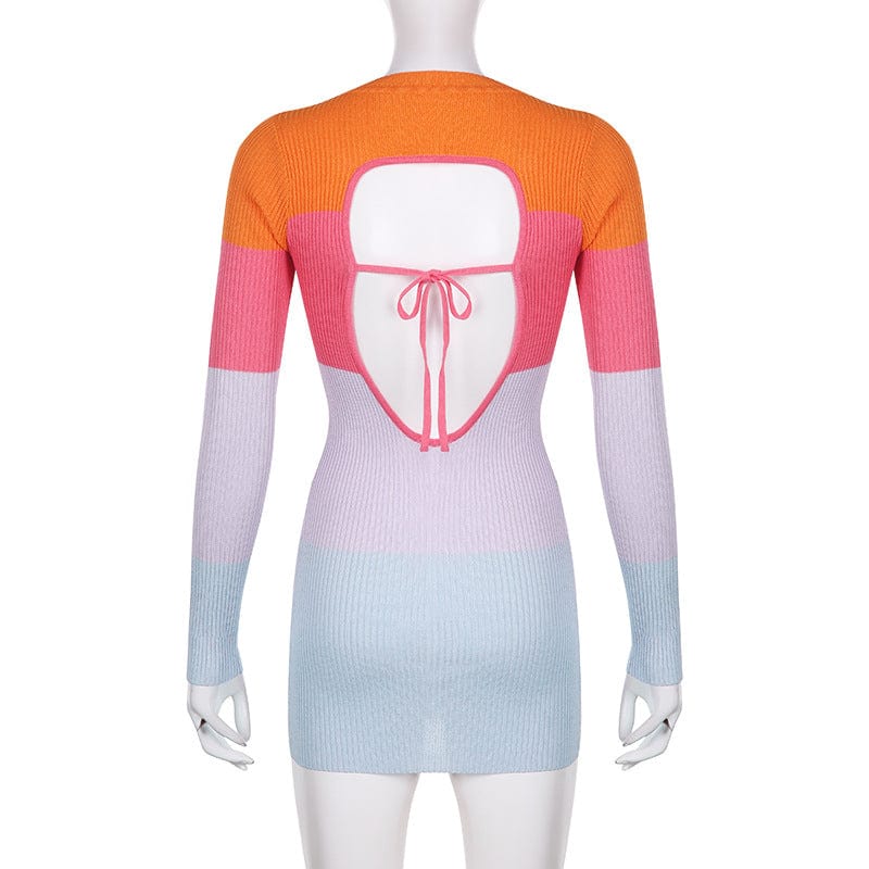 Body Con Mini Sweater Casual Dresses Sexy Winter Women Backless Club Dress Stretchy Wholesale Clothing Knit Dresses