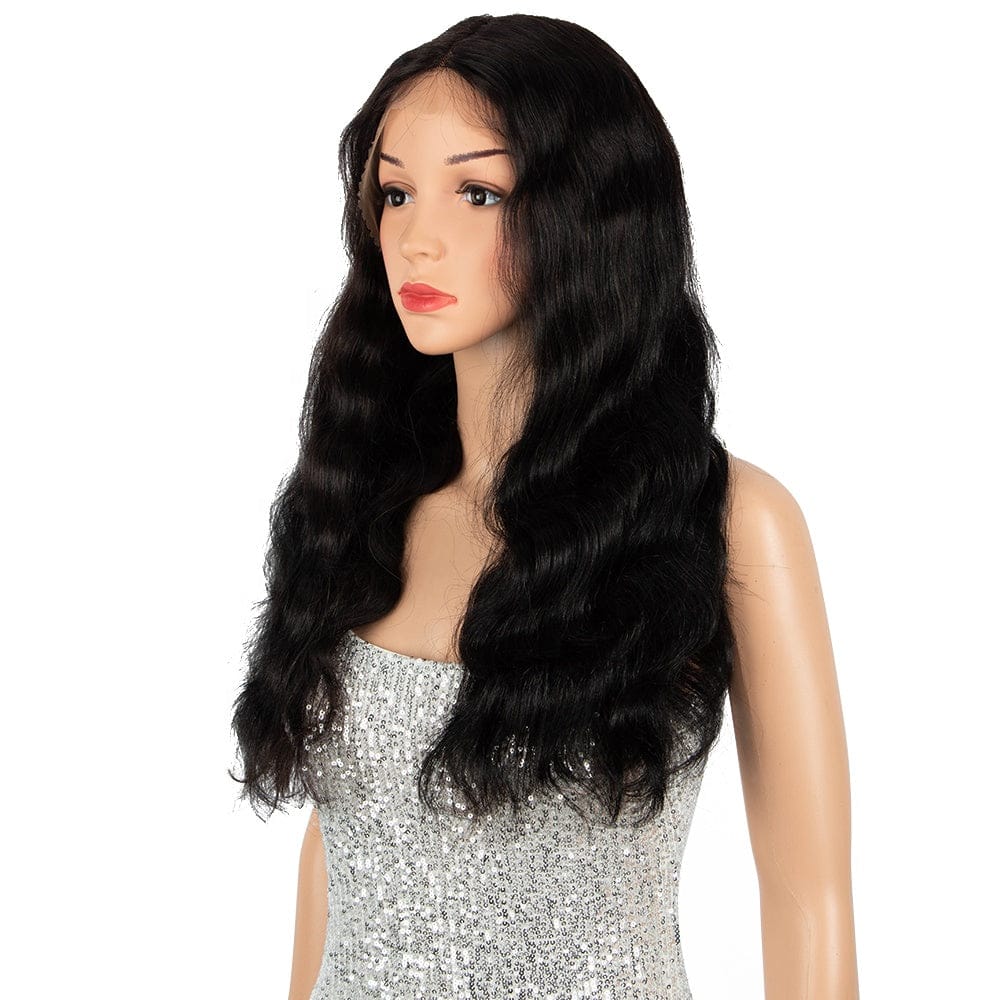 Body wave 18 to 24 inches Hd Swiss Transparent T Part Lace Front raw virgin Human Hair blend Wigs with Baby Hair for Black Women