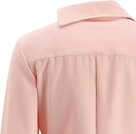 Bodycon Ruffle Fall Party Pink Lovely AOMEI Button Women Office Blouse