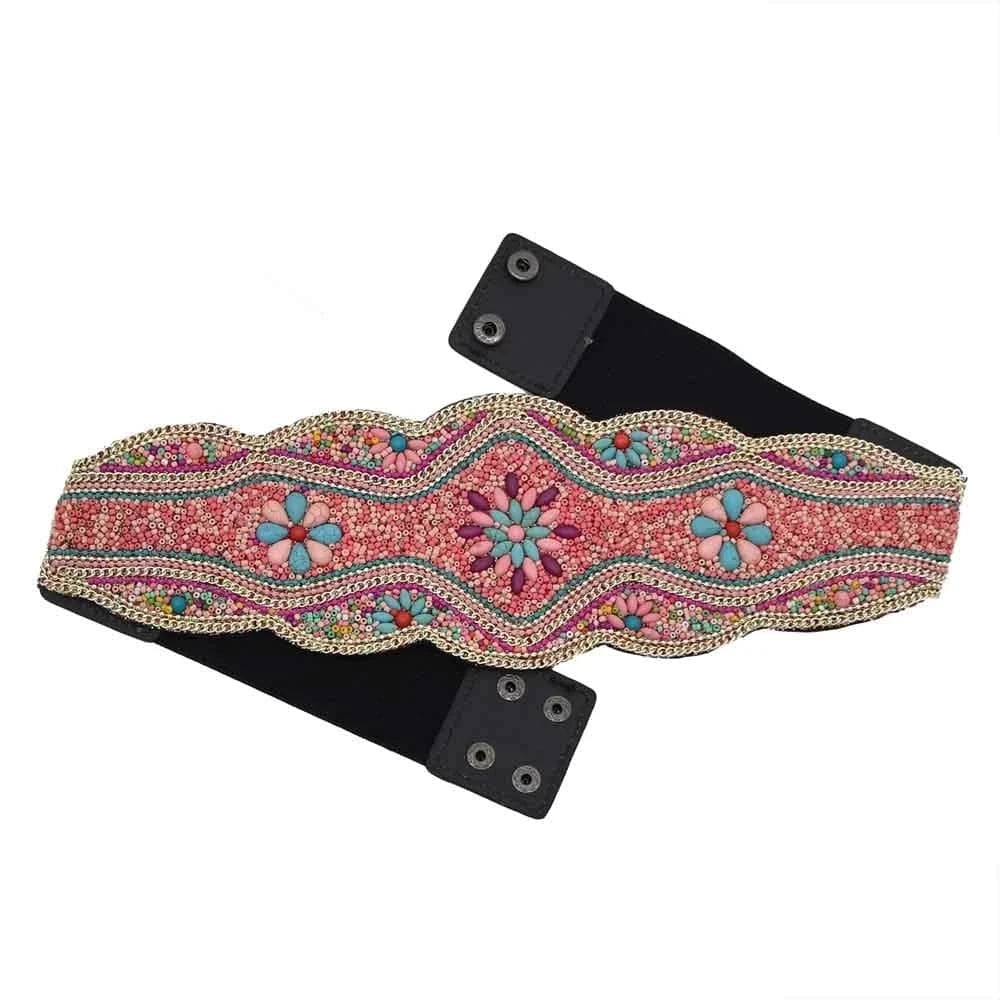 Bohemian Belt for Women Zulu Beaded Elastic Stretch Adjustable Waist Belt Retro Ethnic Belly Chain Exotic Body Jewelry