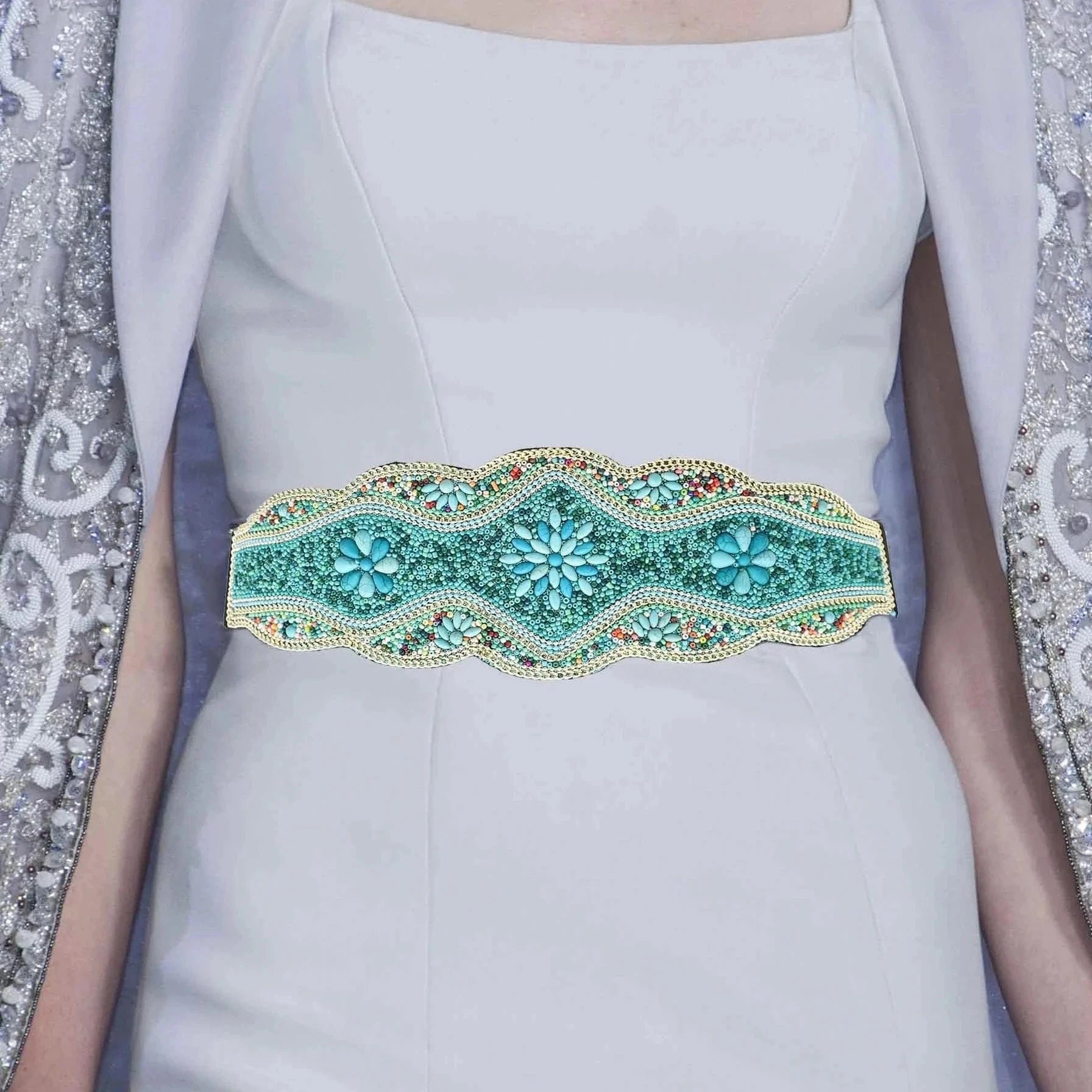 Bohemian Belt for Women Zulu Beaded Elastic Stretch Adjustable Waist Belt Retro Ethnic Belly Chain Exotic Body Jewelry