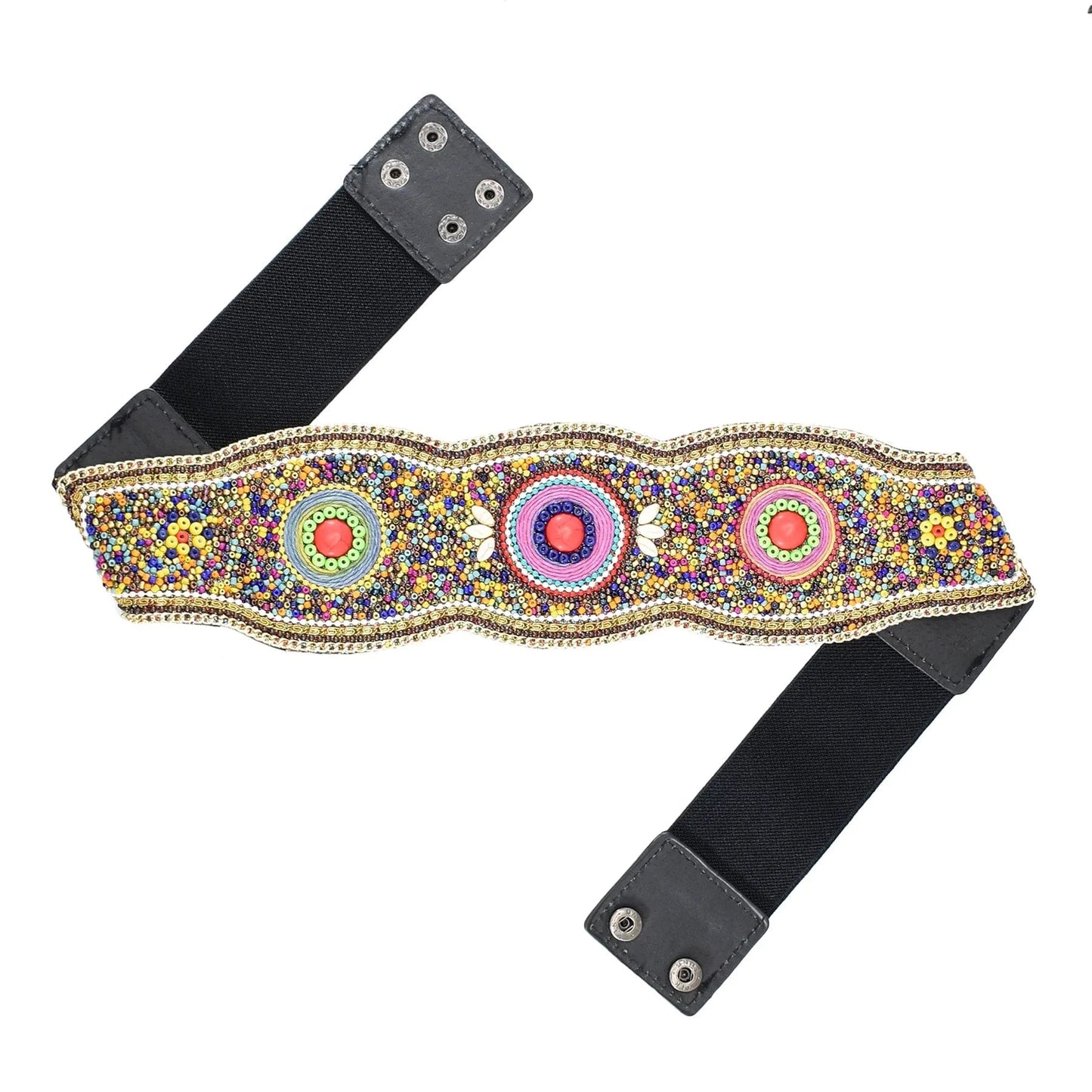 Bohemian Belt for Women Zulu Beaded Elastic Stretch Adjustable Waist Belt Retro Ethnic Belly Chain Exotic Body Jewelry