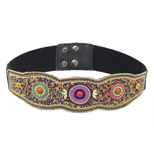 Bohemian Belt for Women Zulu Beaded Elastic Stretch Adjustable Waist Belt Retro Ethnic Belly Chain Exotic Body Jewelry