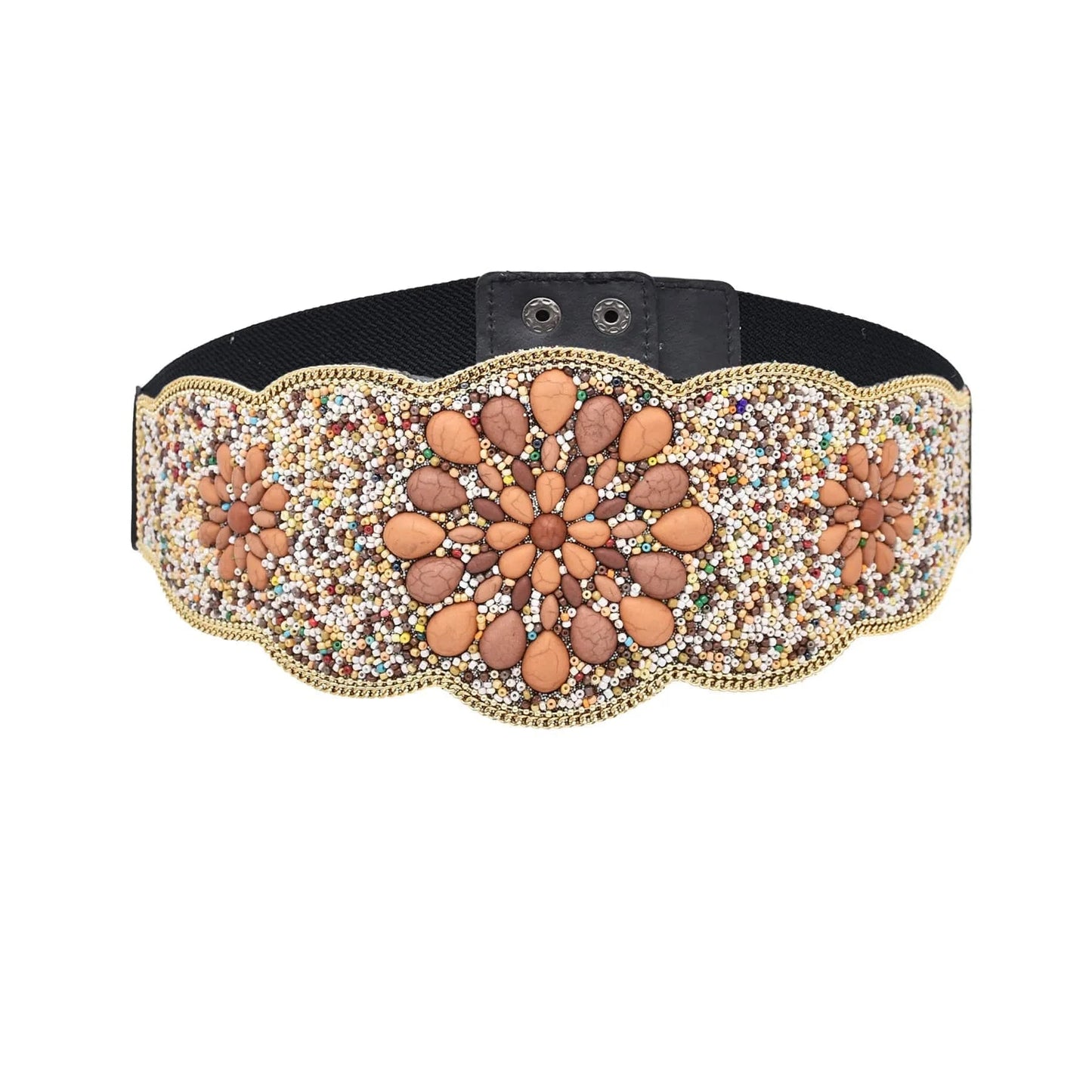 bohemian / Brown Bohemian Women Belt Zulu Beaded Elastic Stretch Adjustable Waist Belt Retro Ethnic Belly Chain Exotic Body Jewelry