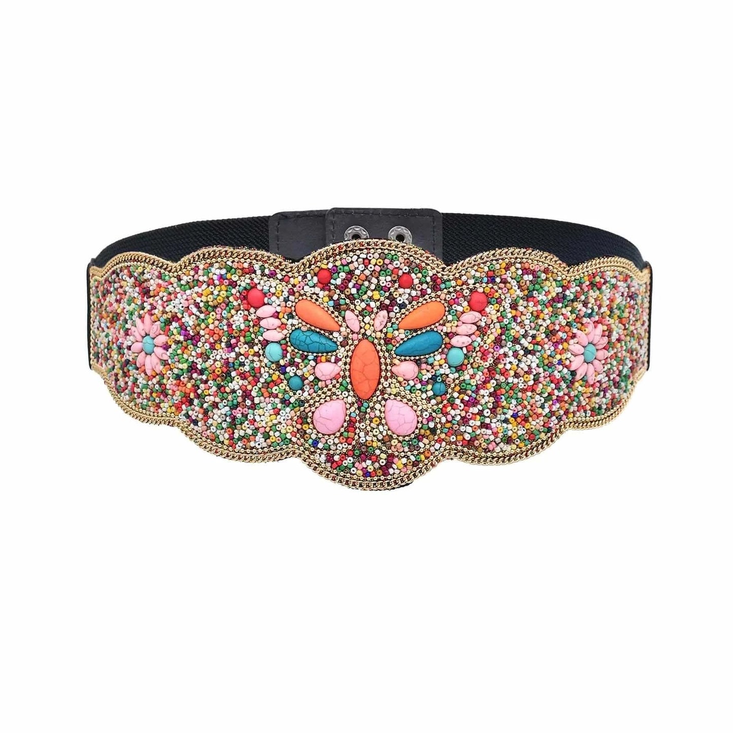 bohemian / Multi Butterfly Women Belt Ethnic Bead Statement Wide Elastic Turkish Charms Body Jewlery