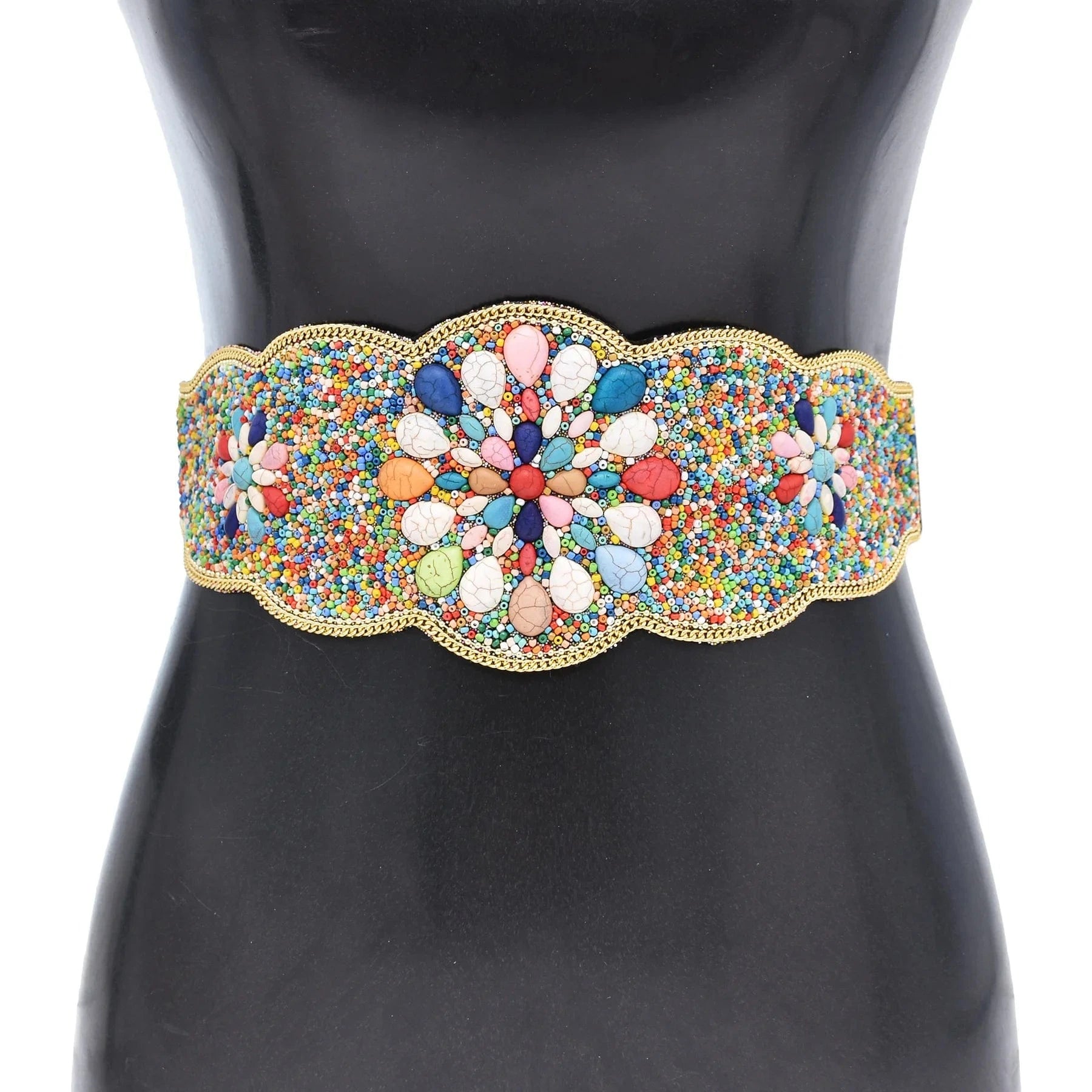 Bohemian Women Belt Zulu Beaded Elastic Stretch Adjustable Waist Belt Retro Ethnic Belly Chain Exotic Body Jewelry