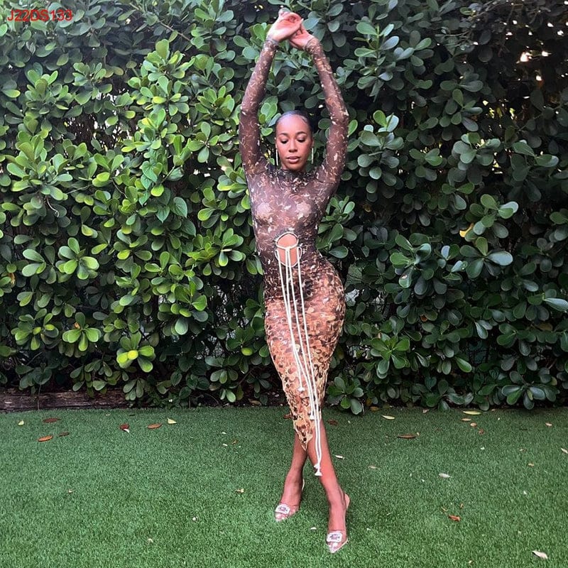 Bomblook J22DS133 New Casual Club Graphic Printed Dress Elegant 2022  Dresses